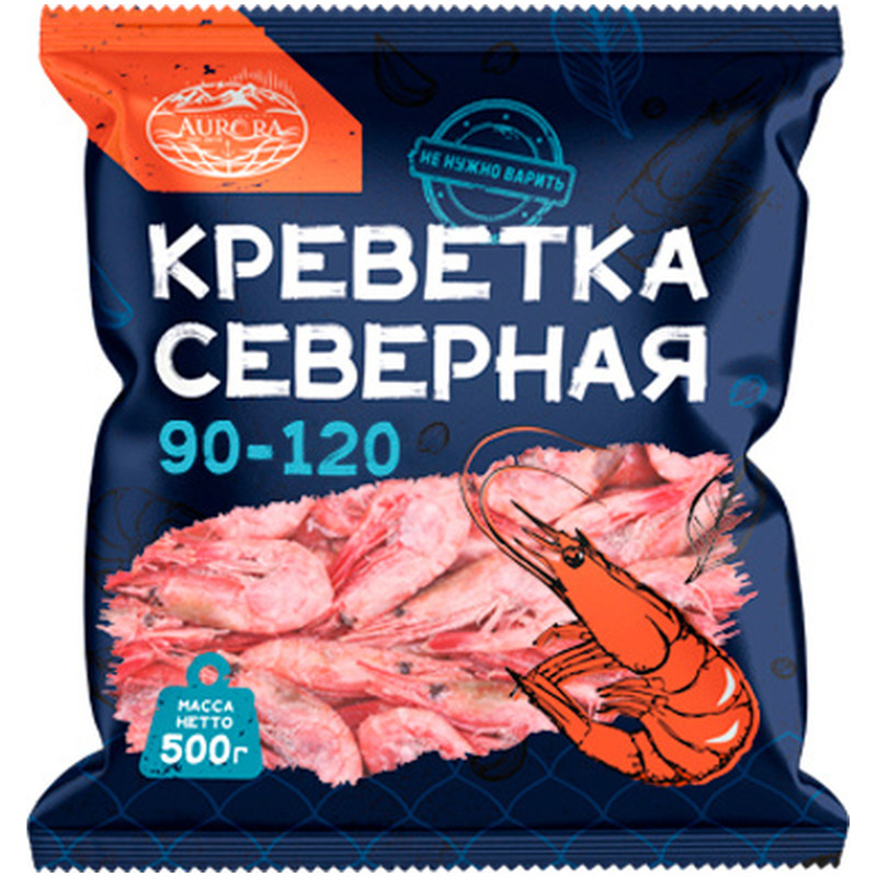 Креветки северные, варено-мороженые дикие 90-120 сухая заморзка, 5кг